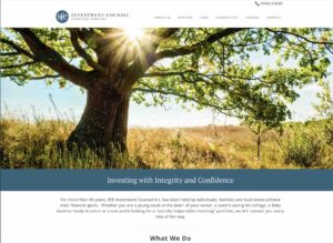 Financial Advisors website copywriting SEO and creative direction. Image includes an oak tree in a sunny meadow in California